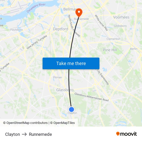 Clayton to Runnemede map