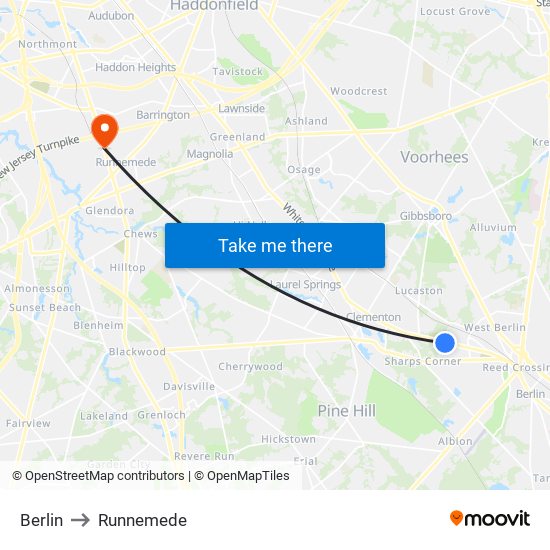 Berlin to Runnemede map