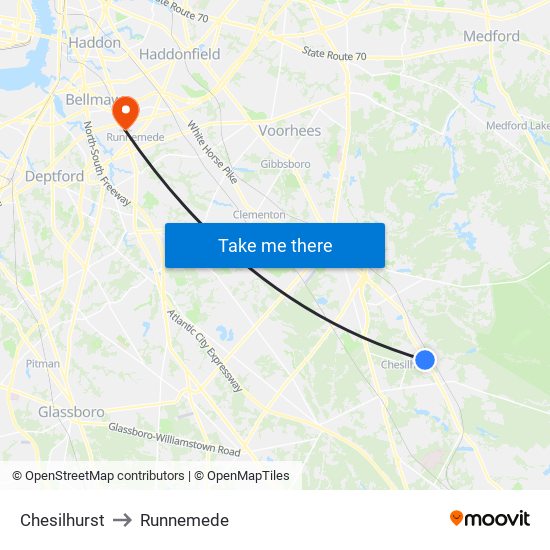 Chesilhurst to Runnemede map