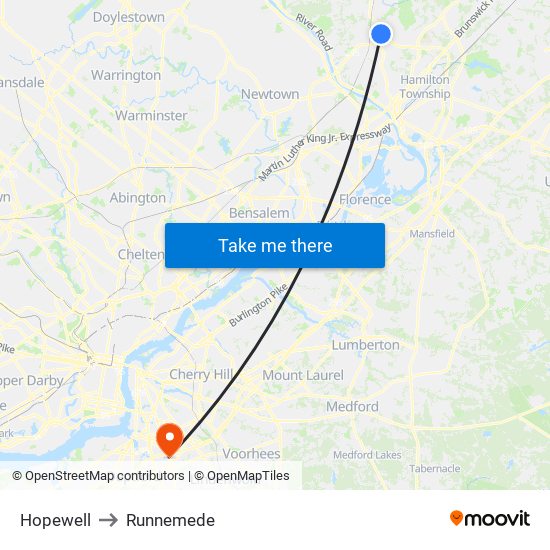 Hopewell to Runnemede map