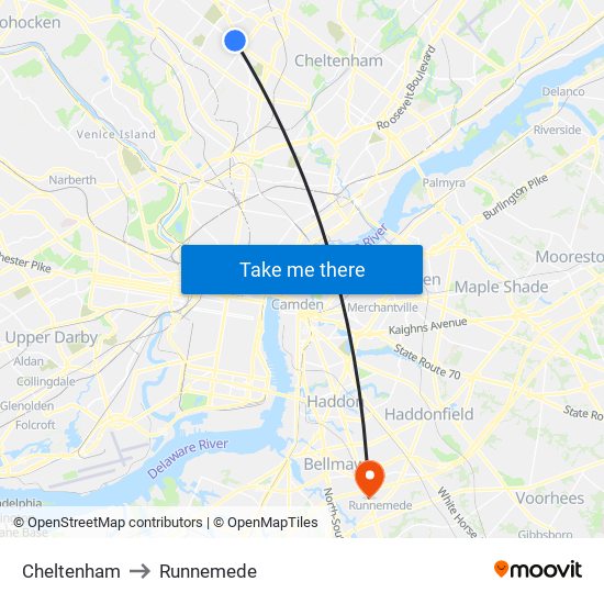 Cheltenham to Runnemede map