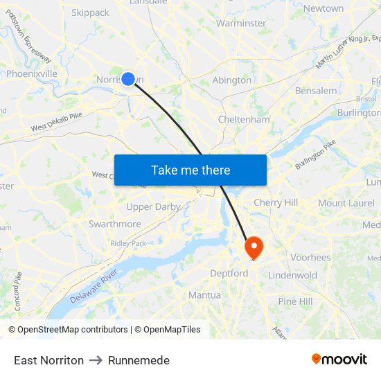 East Norriton to Runnemede map