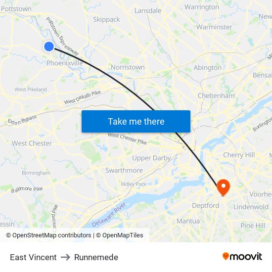 East Vincent to Runnemede map