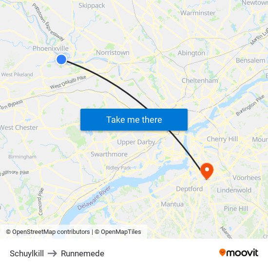 Schuylkill to Runnemede map