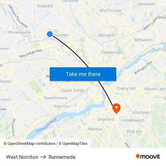 West Norriton to Runnemede map