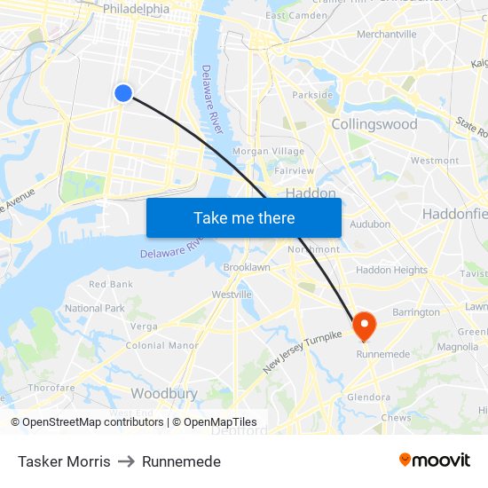 Tasker Morris to Runnemede map