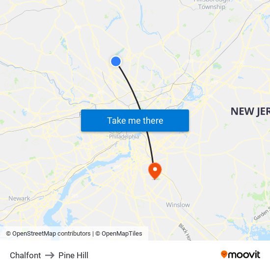 Chalfont to Pine Hill map