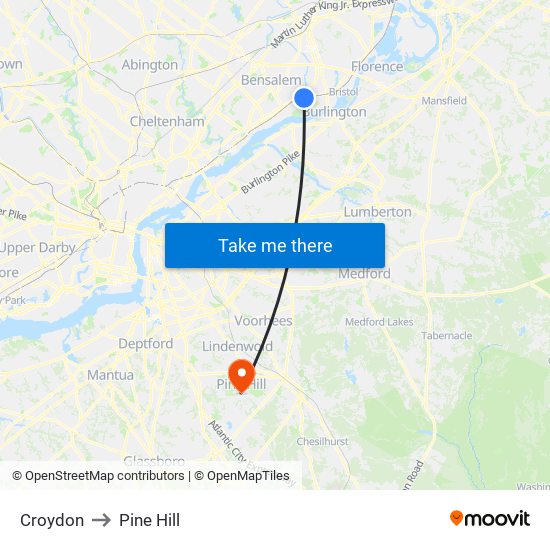 Croydon to Pine Hill map