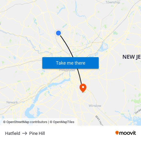 Hatfield to Pine Hill map