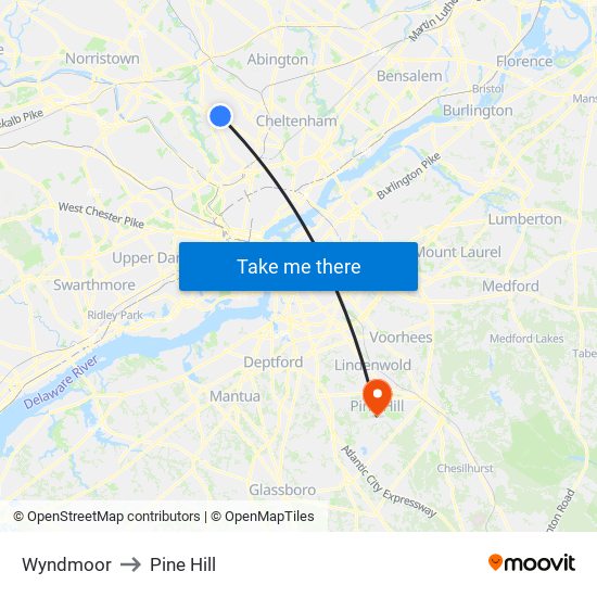 Wyndmoor to Pine Hill map