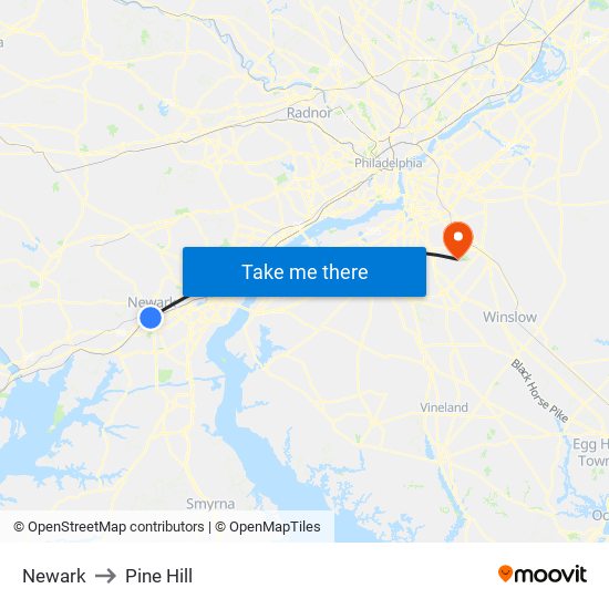 Newark to Pine Hill map