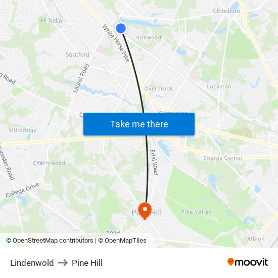 Lindenwold to Pine Hill map