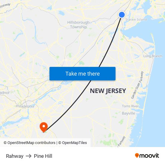 Rahway to Pine Hill map