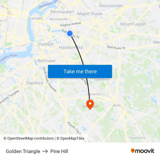 Golden Triangle to Pine Hill map