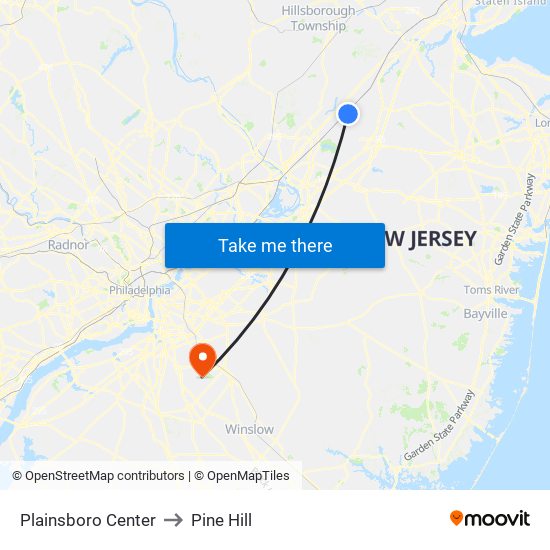 Plainsboro Center to Pine Hill map