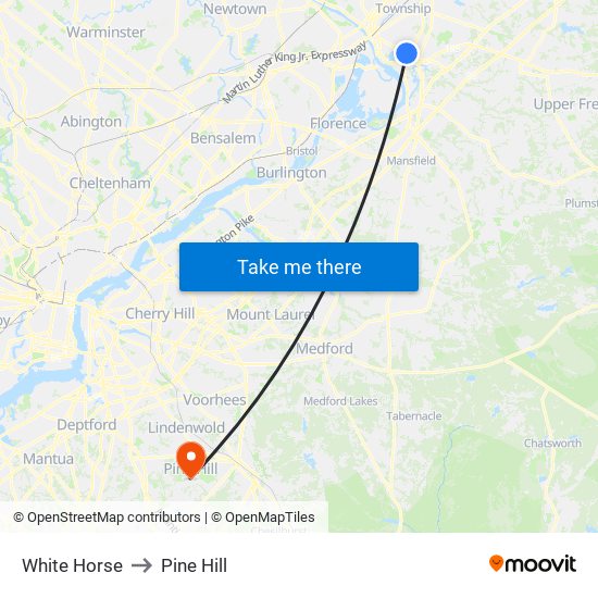 White Horse to Pine Hill map