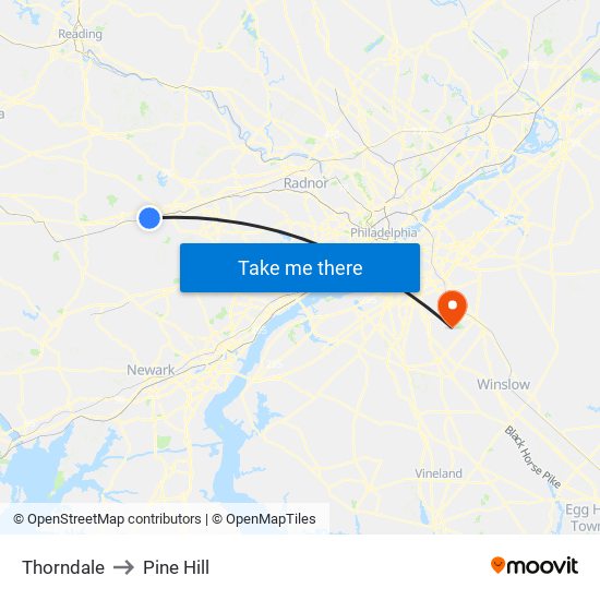 Thorndale to Pine Hill map