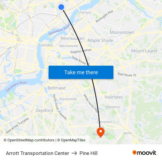 Arrott Transportation Center to Pine Hill map