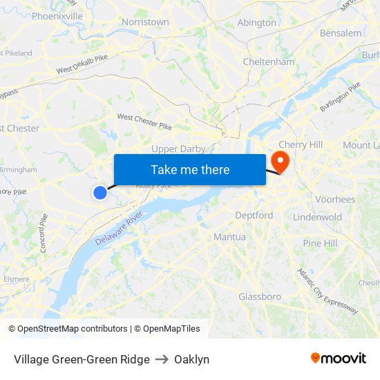 Village Green-Green Ridge to Oaklyn map