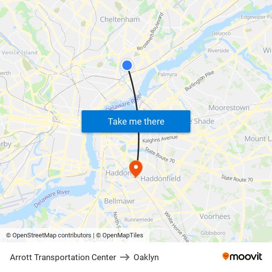 Arrott Transportation Center to Oaklyn map