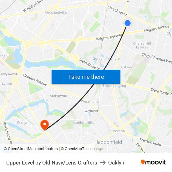 Upper Level by Old Navy/Lens Crafters to Oaklyn map
