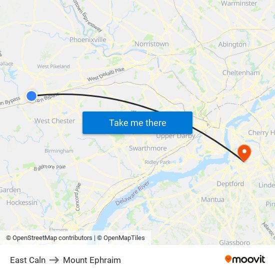 East Caln to Mount Ephraim map