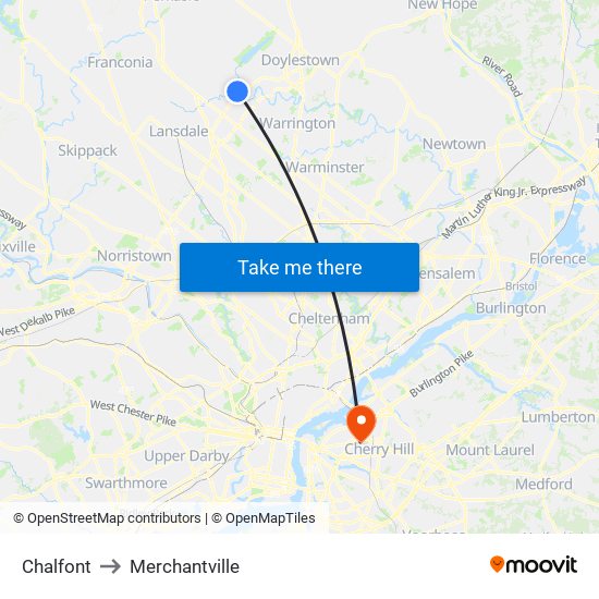 Chalfont to Merchantville map