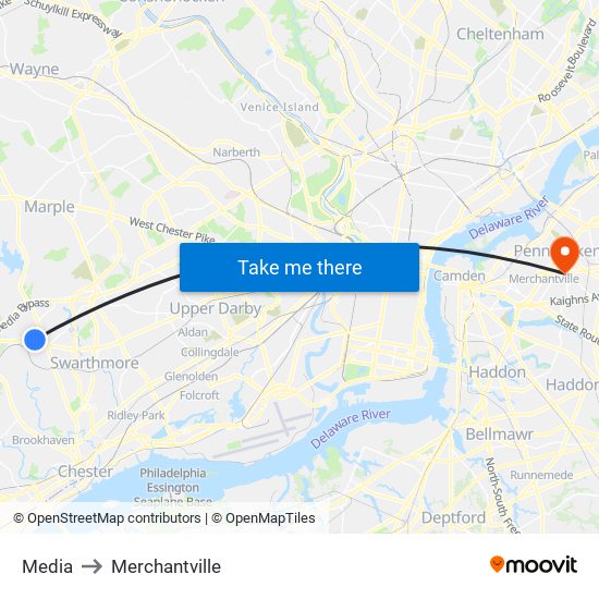 Media to Merchantville map