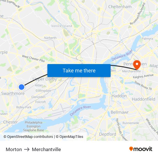 Morton to Merchantville map