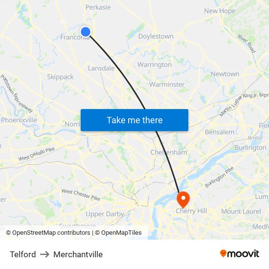 Telford to Merchantville map