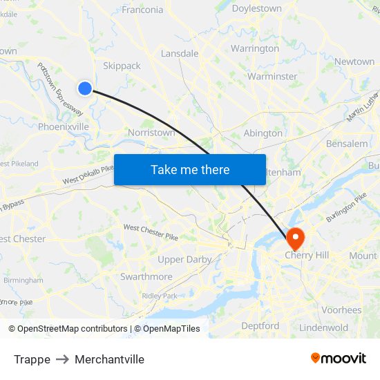 Trappe to Merchantville map