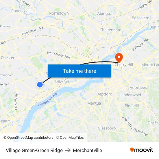 Village Green-Green Ridge to Merchantville map
