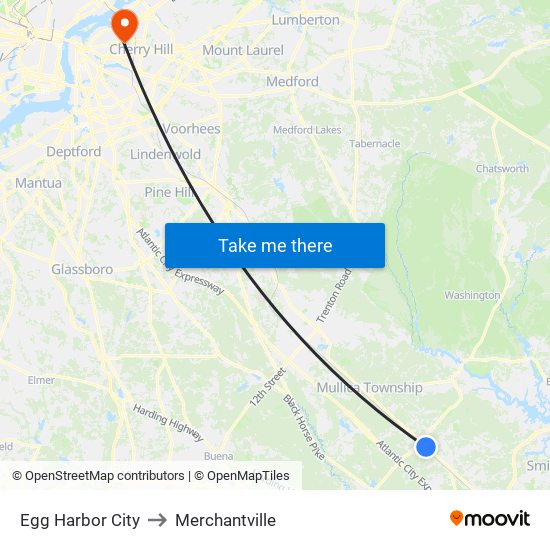 Egg Harbor City to Merchantville map