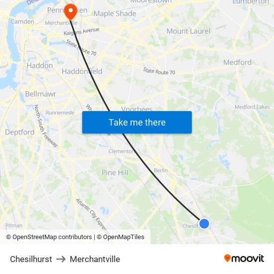 Chesilhurst to Merchantville map