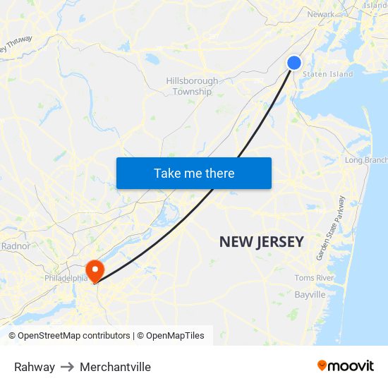 Rahway to Merchantville map