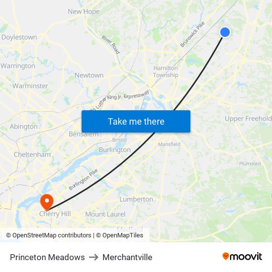 Princeton Meadows to Merchantville map