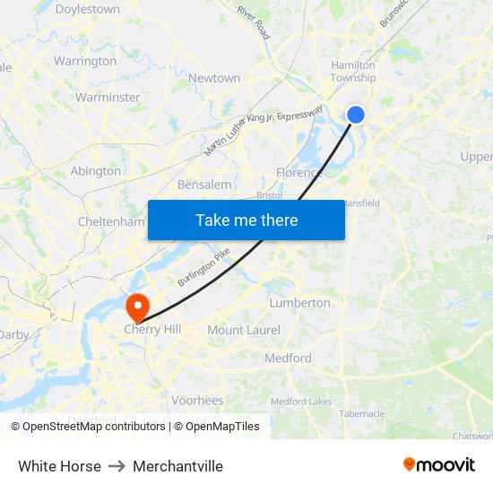 White Horse to Merchantville map