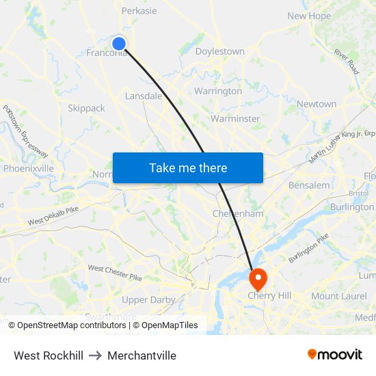 West Rockhill to Merchantville map