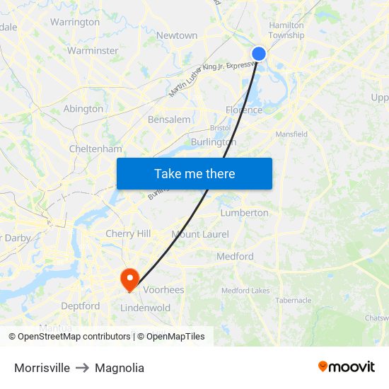 Morrisville to Magnolia map