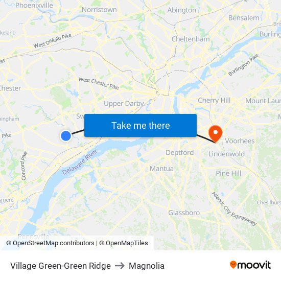 Village Green-Green Ridge to Magnolia map