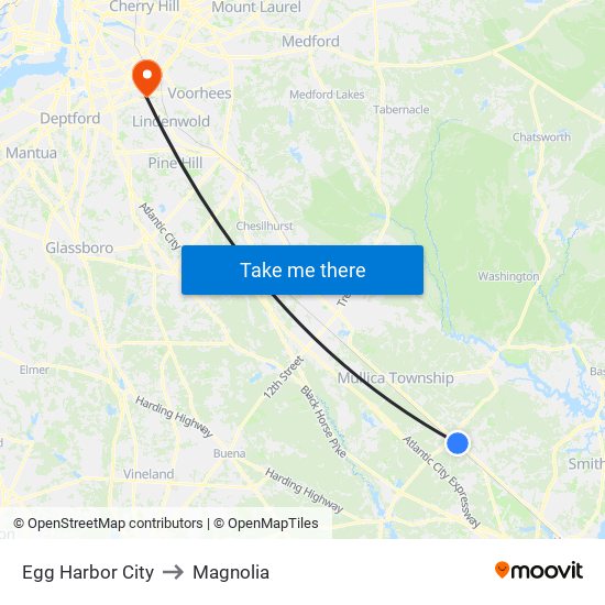 Egg Harbor City to Magnolia map