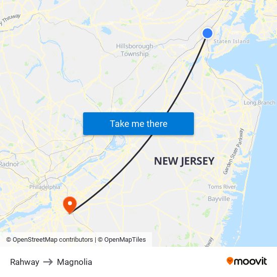 Rahway to Magnolia map