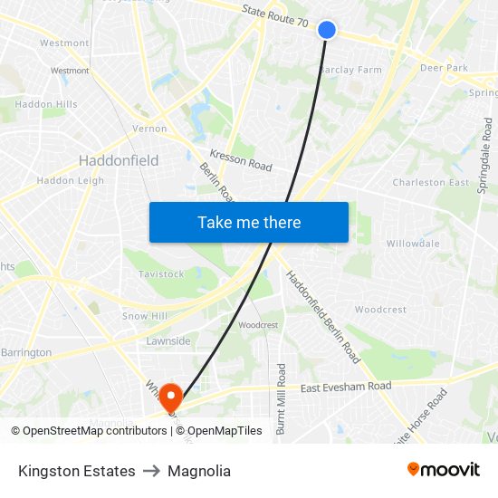 Kingston Estates to Magnolia map