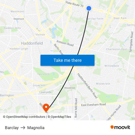 Barclay to Magnolia map