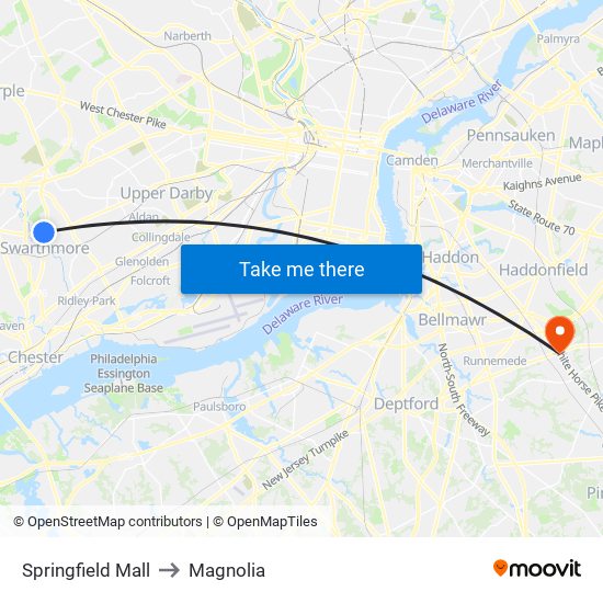 Springfield Mall to Magnolia map