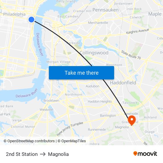 2nd St Station to Magnolia map
