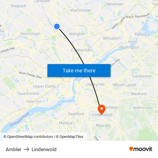 Ambler to Lindenwold map