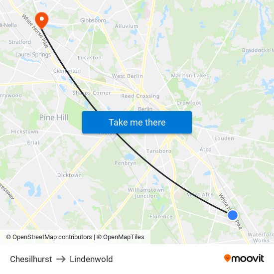 Chesilhurst to Lindenwold map
