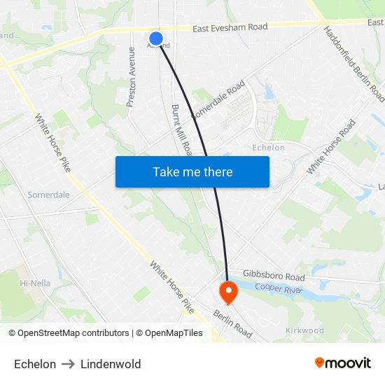 Echelon to Lindenwold map