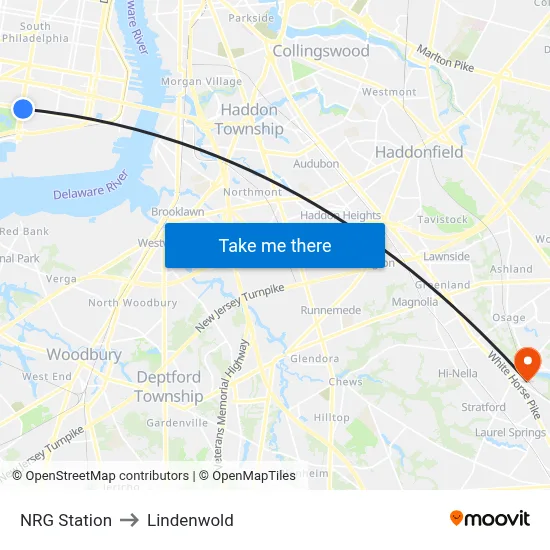 NRG Station to Lindenwold map